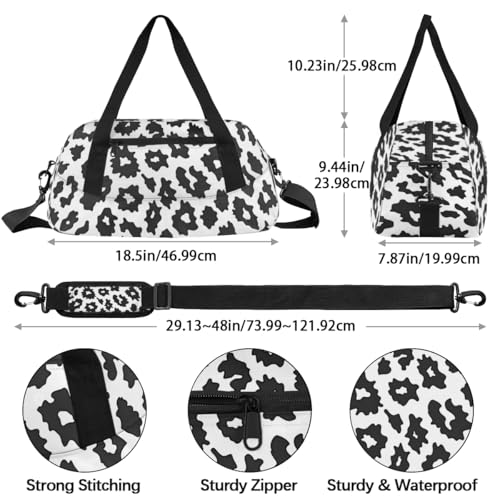 Black Cow Print Kids Duffle Bag Boys Girls Small Sport Dance Gym Bag for Overnight Travel Weekender Carry On4