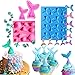 JeVenis Lot de 4 moules en silicone en forme de queue de sirène pour décoration de gâteau, chocolat, bonbons, savon, gelée, cupcake
