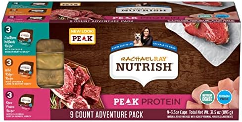 Rachael Ray Nutrish PEAK Natural Wet Dog Food, Adventure Pack Variety, High Protein ,3.5 Ounce Tub 9 count (Pack of 2)