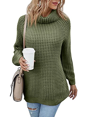 Women's Turtleneck Sweaters Oversized Lightweight Long Sleeve Pullover Loose Chunky Knit Jumper Tops4