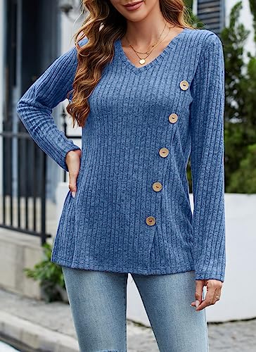Image of Dimur Sweaters for Women Trendy 2025 Long Sleeve Shirts Ligheweight Sweatshirt Loose Fit Tunic Tops