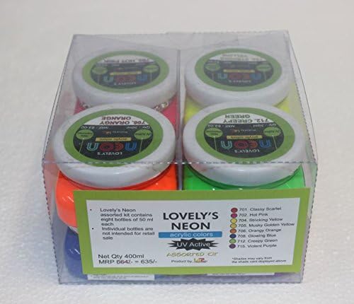 Neon Acrylic Colour Pots, 50ml - Set of 8