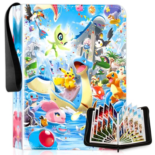 Classeur Carte, Album Carte Porte, 4 Poche Binder Capacité 400 Cartes, Livre Carte Cuir Imperméable Cahier