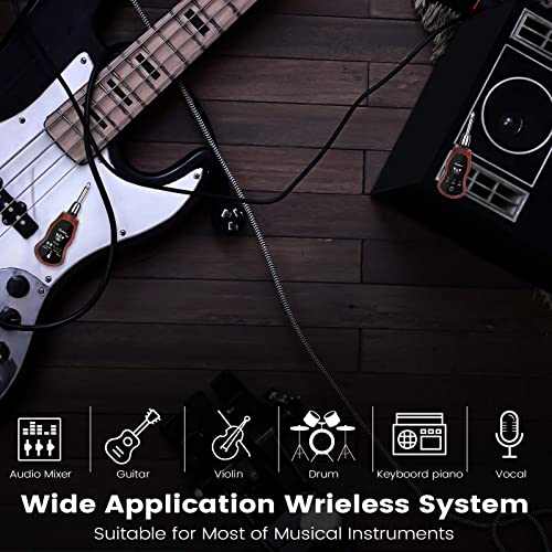 Asmuse Upgrade 2.4Ghz Wireless Guitar System Uhf Guitar Transmitter Receiver With 10 Channels Built-In 5 Guitar Effects,Low Latency,Guitar Wireless For Electric Instrument Guitar Amp Digital Electric #TOP5