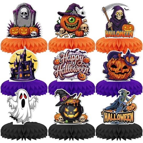 Décorations d'Halloween en nid d'abeille 3D, kit suspension papier de fête pour fille et garçon