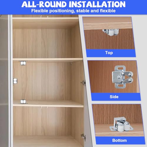 Kleemeiero 20 Stück Möbelschnäpper Türschnapper Schnappverschluss Doppel Rollenschnäpper für Schrank Ball Roller Catch Verschluss balkontür Schnäpper Schrank Verriegelung Scharniere für Schranktüren