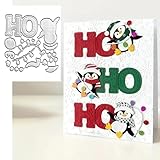 Christmas HOHOHO Penguin Frame Metal Die Cuts Dies Stencil, Christmas Cutting Dies Cut Stencils DIY Scrapbooking Cards Photo Album Craft Embossing Paper Dies for Album Card Scrapbooking Making