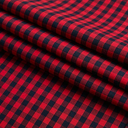 Yinc Men's Woven Sleep Pajama Pant Poplin Lounge Pants With Pockets,Black Red Check,Medium #TOP5