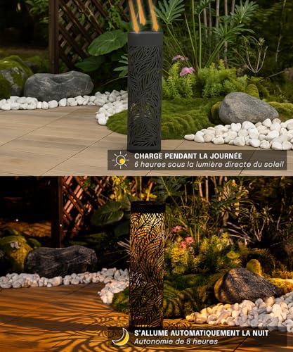 Borne Solaire LED Extérieur à motif projeté et 5 designs interchangeables pour terrasse - 2