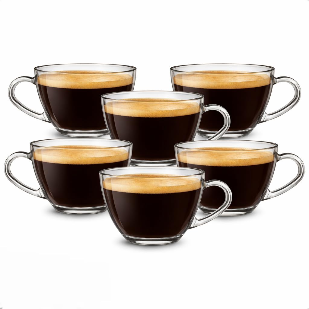 Jogo 6 Xícaras de Vidro Transparente 200ml para Café, Chá e Cappuccino conjunto xícaras