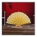 Folding Hand Fan Folding Fan Luxury Fashion Folding Fan Flower Lace Silk Wedding Dance Party Stage Performance Decoration Hand Held (Yellow)