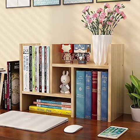 Schreibtisch-Bücherregal, verstellbar, Holz, Schreibtisch-Organizer Cover