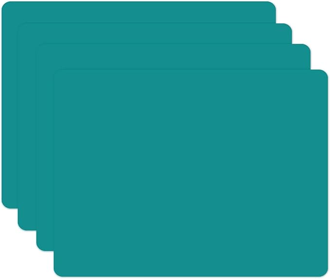 Silicone Placemats, Food-Grade Non-Slip Waterproof, Dining, Stain Resistant, Countertop Protector, Kitchen Counter Mat, Heat Resistant, Baking mat Dishwasher Safe (15.7x11.8Inch-4pack, Green)