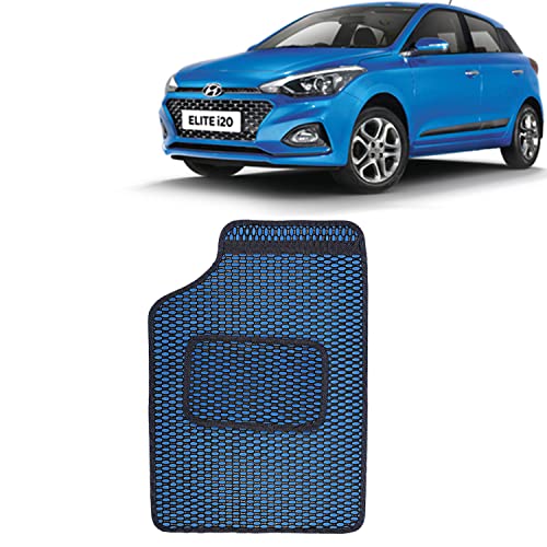 Image of Kingsway Dotted Design Car Floor Foot Mats Universal Fit for Hyundai Elite I20, Model Year : 2018-2020, Water and Dustproof, Color Blue, Set of 5 Pieces