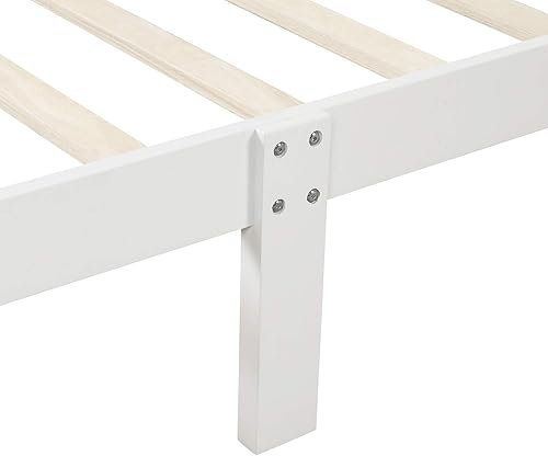 Miniatura 4 de Harper & Bright Designs Base de cama con plataforma de madera, base de colchón, cama de trineo con cabecera, estribo, soporte de listones de madera