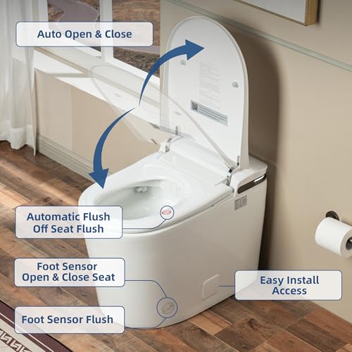 Image of WOODBRIDGE GT100 Smart Toilet,Auto Open /Close Lid, Foot Sensor,Auto Flush, Heated Seat & Fragrance System, ADA Height, Easy Installation, without Bidet