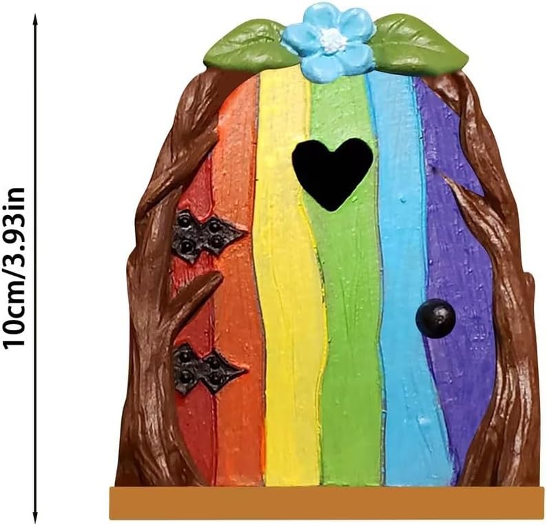 Jinshining Multicolour Streak Mini Fairy Garden Door for Tree, 3D Miniature Fairy Door for Fairytale Tiny House Doors, Bonsai Terrarium Micro Landscape Decoration Accessories Garden Miniatures