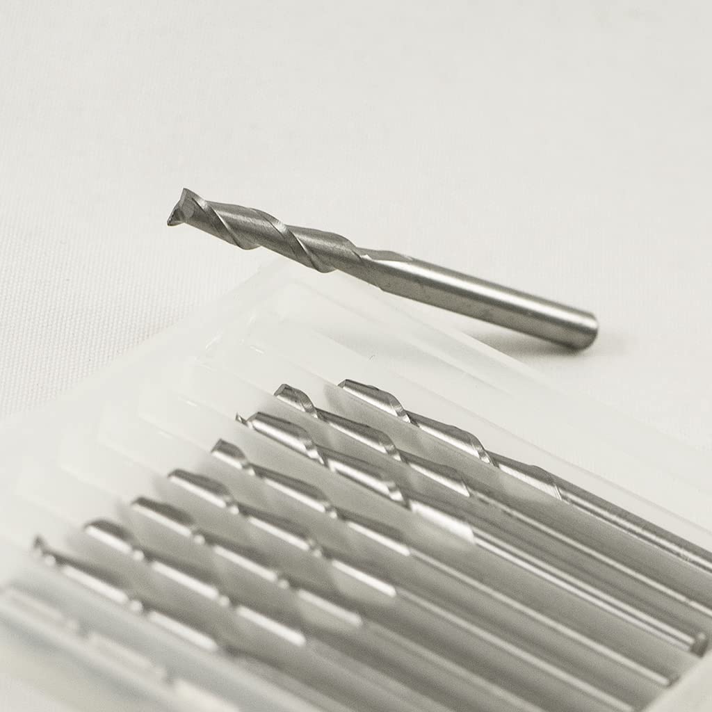 KLOT Industrial Grade 10pcs Solid Carbide End Mill 3.175mm 1/8" Milling Cutter 2-Flute YG10X Tungsten Router Bit CNC