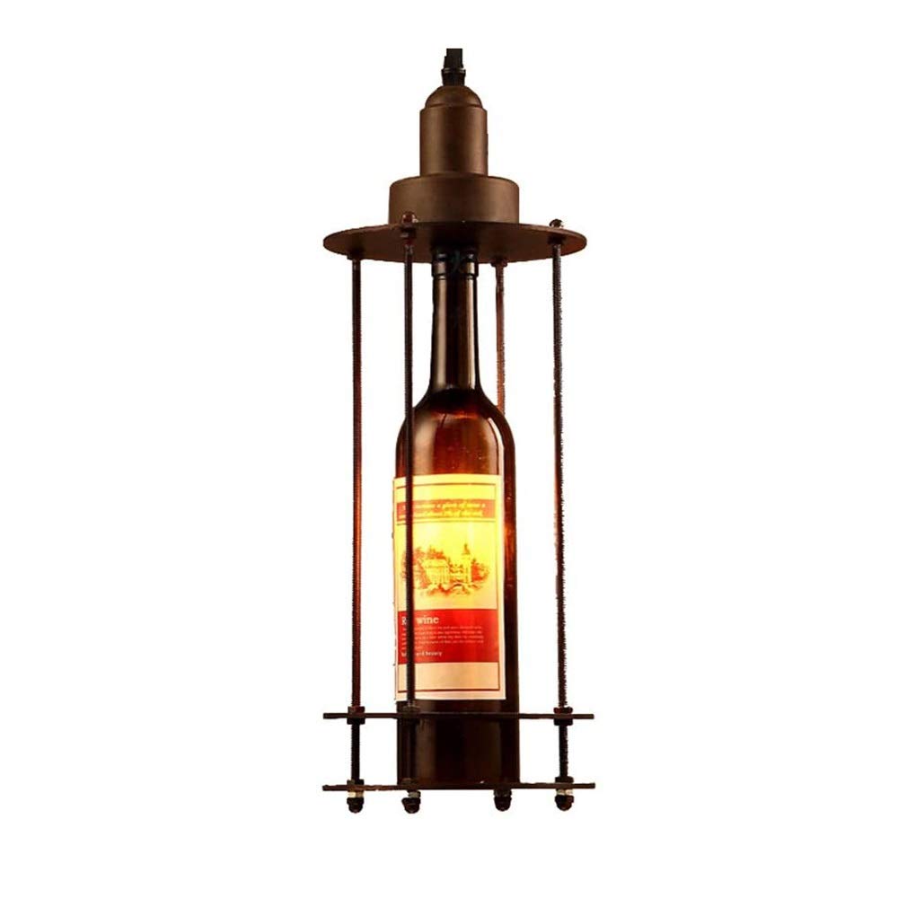 Lustre île E27 style loft industriel rétro en verre de bouteille et métal