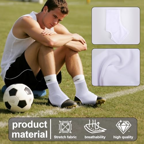 Spats Football Cleat Covers,Youth Cleat Covers Football,Bike Cleat Covers,Football Cleat Covers Keeps Dirt/Turf Debri Out,Cleat Sleeves for Football Soccer Lacrosse Youths Adults (White, Medium)
