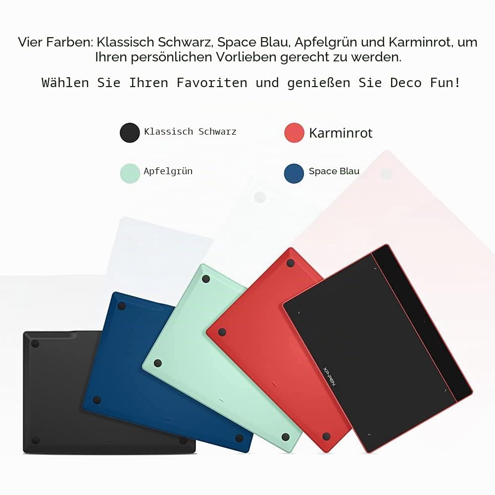 XP-Pen Deco Fun L Grafiktablett, 25,4 x 15,2 cm, mit passivem Eingabestift, 8192 Stufen und 60-Grad-Neigungen, kompatibel mit Mac Windows Chrome OS und Android, Schwarz