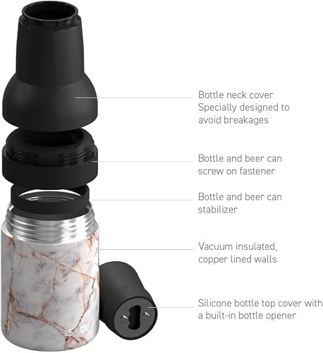 Miniatura 94 de Asobu Frosty Beer 2 Go Enfriador de botellas y latas de cerveza de acero inoxidable de doble pared con aislamiento al vacío y destapador de cerveza