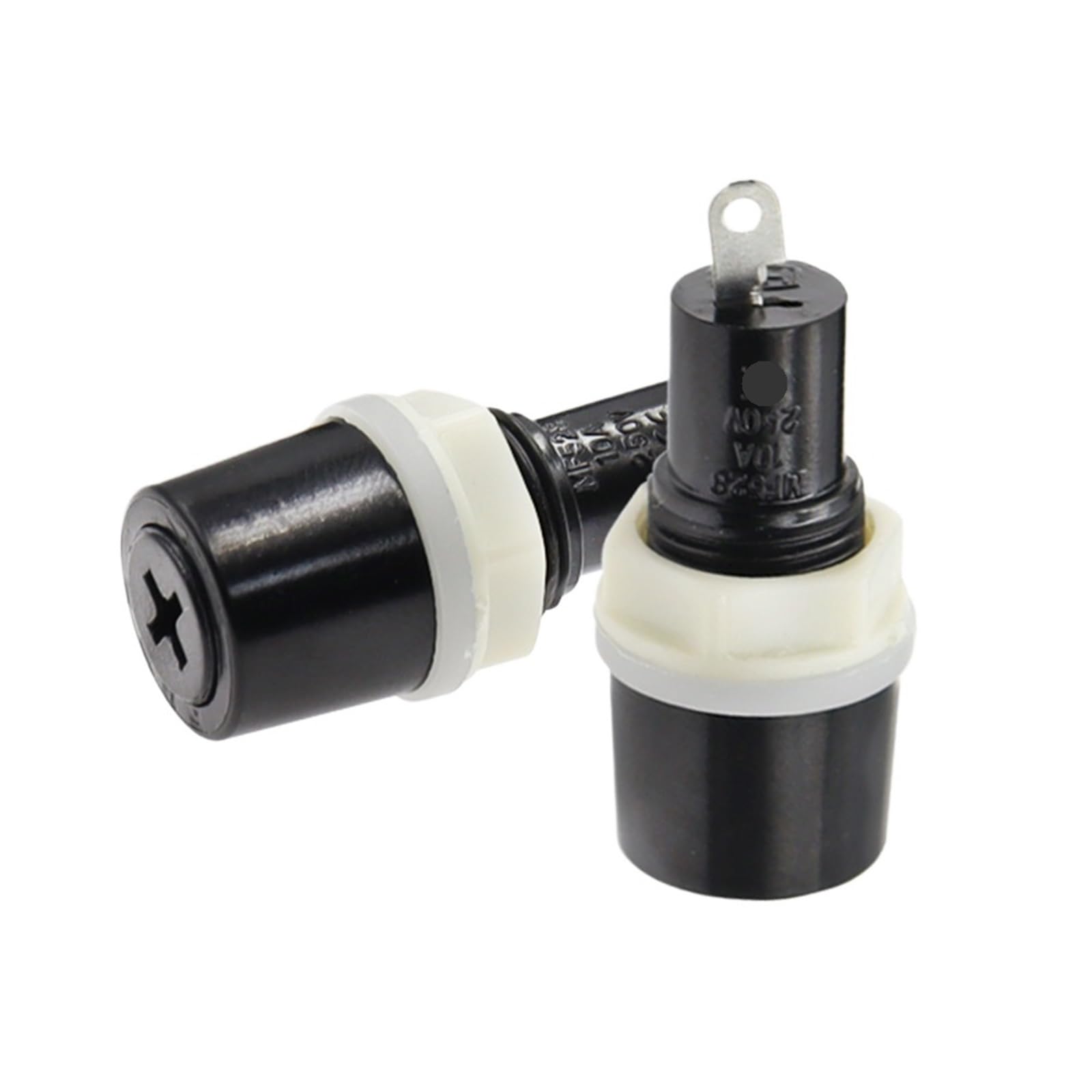 MF-528 5 x 20 mm czarny uchwyt bezpiecznika płaskiego z nakrętką krzyżakową, 10 A, 250 V, 20 sztuk (0,63A)