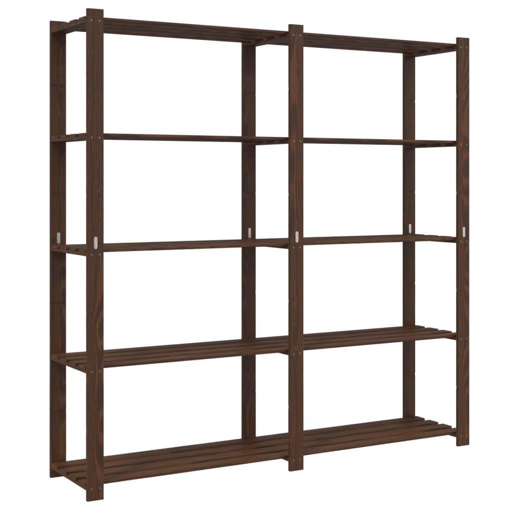 Estantería de 5 Niveles Madera Maciza Pino marrón 170x38x170 cm, Estanterias Almacenaje, Estanterias Trastero, Estanterias para Garaje, Estantes para Herramientas - SPU:373395