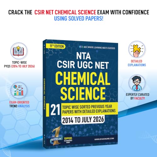 Image of CSIR NET Chemical Science Book 2026 | 21 Topicwise Previous Year Solved Papers (2014 to July 2026) with Detailed Solutions | Topicwise CSIR NET Chemistry PYQ Book | IFAS Publications