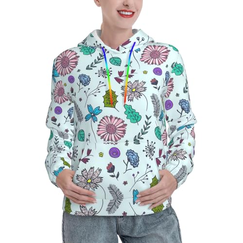 Sweat doux à imprimé fleurs pour femme avec coupe ajustée et grande poche