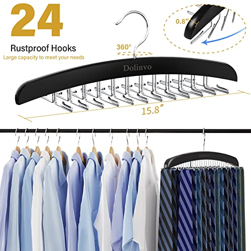 Dolinvo Upgraded Tie Rack Tie Hanger 24 Hooks Wooden Tie Organizer thumb #2