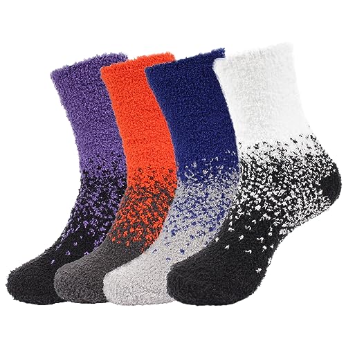 Image of BambooMN Women's Super Soft Fuzzy Socks, Polka Dot, Gradient, Snowflake, Featherlight Cuff - Assorted Colors