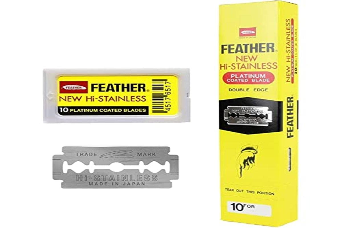 Feather Razor Blades New HiStainless Double Edge, 200 Count by Feather