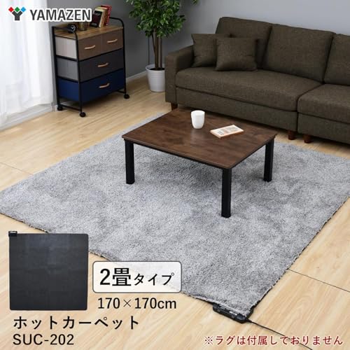 [山善] ホットカーペット 電気カーペット 2畳 (170cm×170cm) 節電 ダニ対策機能 温度調節5段階 暖房面切替 6時間オートオフタイマー コンパクト収納 SUC-202