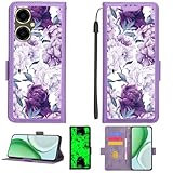 Kinetijy Case Compatible for Mobicel VX21 Phone Case Flip Cover [with Tempered Glass Screen Protector][RFID Blocking][Luminous Effect] PTZ-ZSH