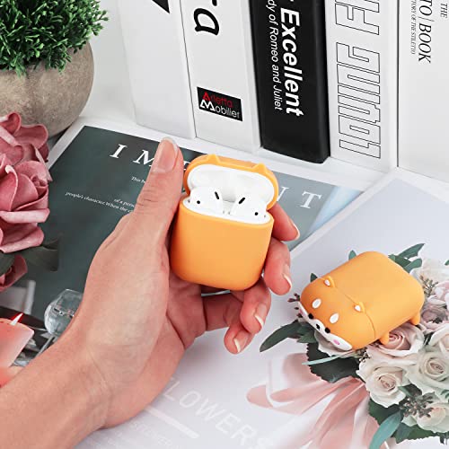 Mouzor Cute Airpods 1 & 2 Case, Corgi Dog Funny 3D Animal Cartoon Puppy Shaped Full Protection Shockproof Soft Silicone Charging Cases Cover for Airpods 1st generation, 2nd generation - Image 2