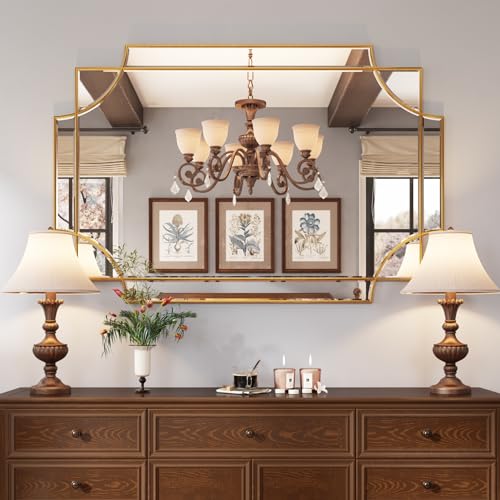 Kelly Miller 32"x48" Gold Foil Scalloped Edge Decorative Vanity Wall Mirror - Image 2