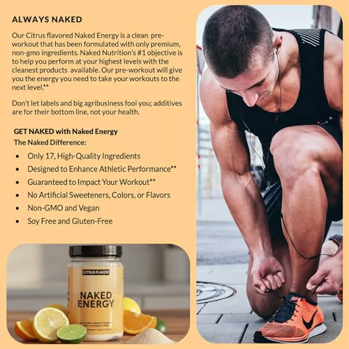 Image of NAKED Citrus Energy - Citrus Flavored Clean Pre Workout Supplement for Men and Women, NSF Certified, Vegan Friendly, No Added Sweeteners, Colors Or Flavors - 30 Servings