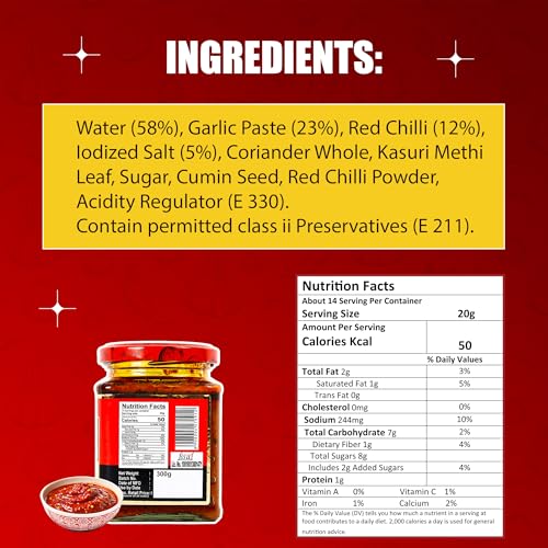 Image of Chokhi Dhani Chilli Garlic Chutney 280g | Lal Mirch & Lahsun Chutney | Made with Fresh Tomatoes, Spicy Red Chilies & Garlic | Tikhi Chatpati Indian Spread, Dip & Condiment