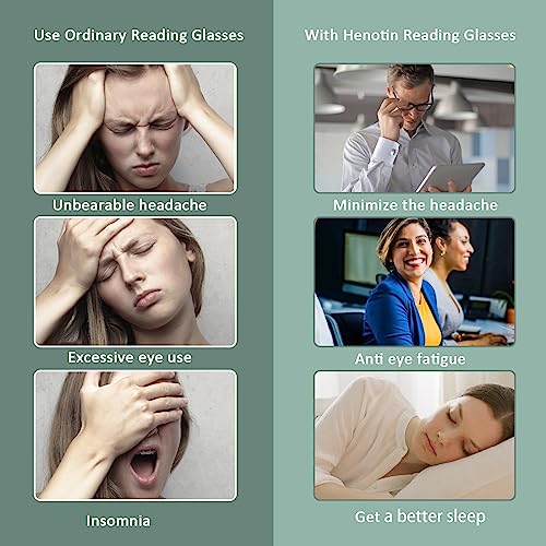 Image of Henotin 6 Pack Reading Glasses for Women Men Blue Light Blocking Stylish Computer Readers with Leather Case