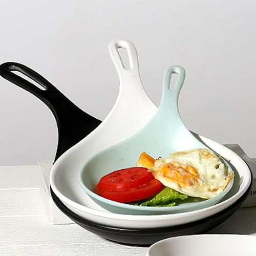 Miniatura 5 de Kichvoe Wok Wok de acero inoxidable de 12.5 x 3.8 pulgadas, wok chino con doble mango y plato de cena blanco de 5.3 pulgadas