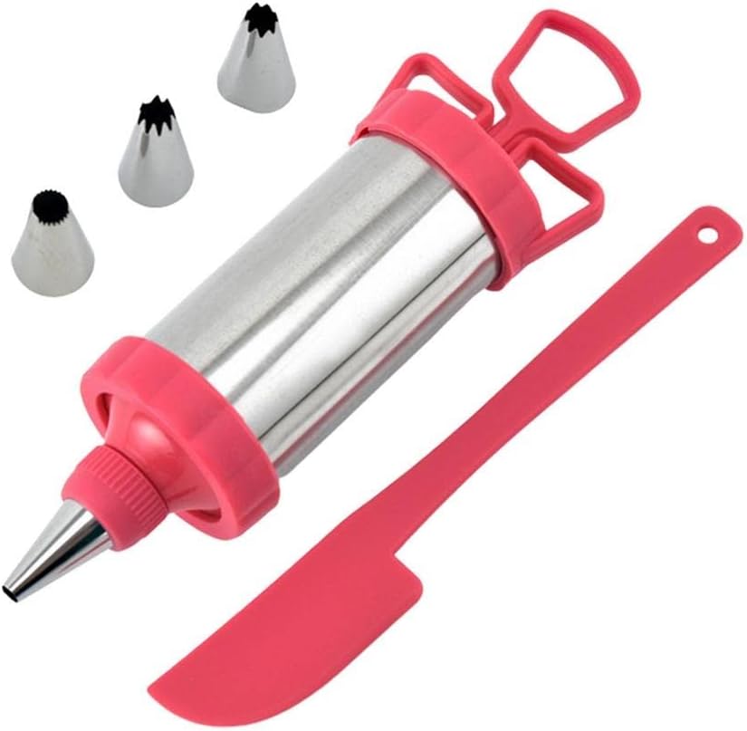 JSEIAJB Baking Cake Decorating Tool Stainless Steel Pastry Filling Injector Syringe Decorating Kit Dessert Decorator with 3 Tips(Black)