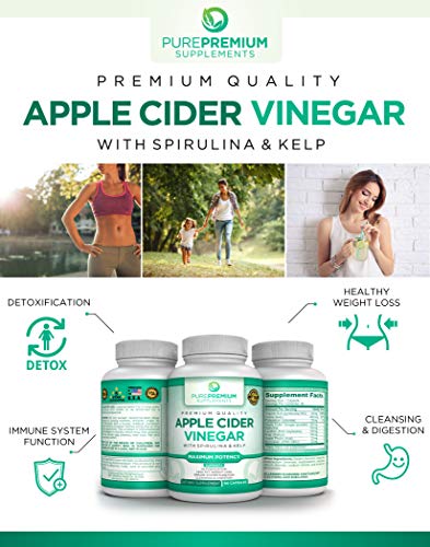 Premium Apple Cider Vinegar Capsules by PurePremium (Maximum Strength) Apple Cider Vinegar Capsules - ACV Supplements – Supports Healthy Digestion, Energy, and Immune System - 90 ACV Capsules