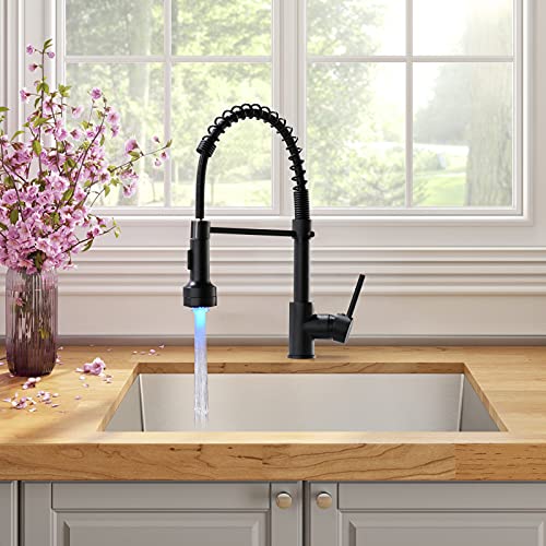 Timaco Grifo De Cocina Led Negro Con Muelle En Espiral Giro De 360 Timaco Grifo De Cocina Led Negro Con Muelle En Espiral Giro De 360