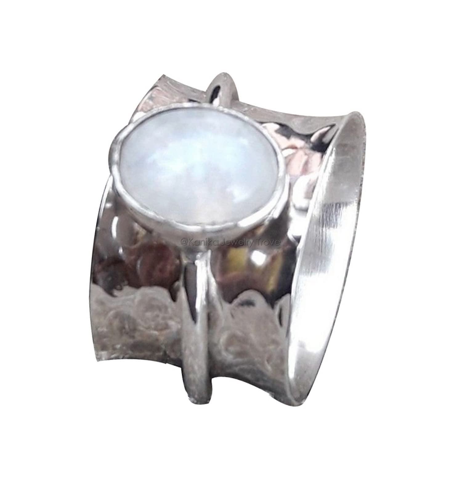 Mondstein Spinner Band Ring, massivem 925 Sterling Silber Ring, Geschenk Ring für Weihnachten, Daumenring