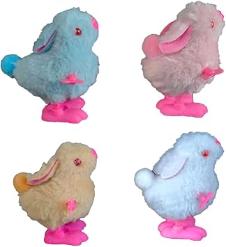 YUERFEILA Bunny and Jumping Chick Toys Easter Wind Up Chick Toys, Cute Chicken Hopping Windup Toy for Kids Toddlers Party Favors Goody Bag Fillers Gifts Rabbit