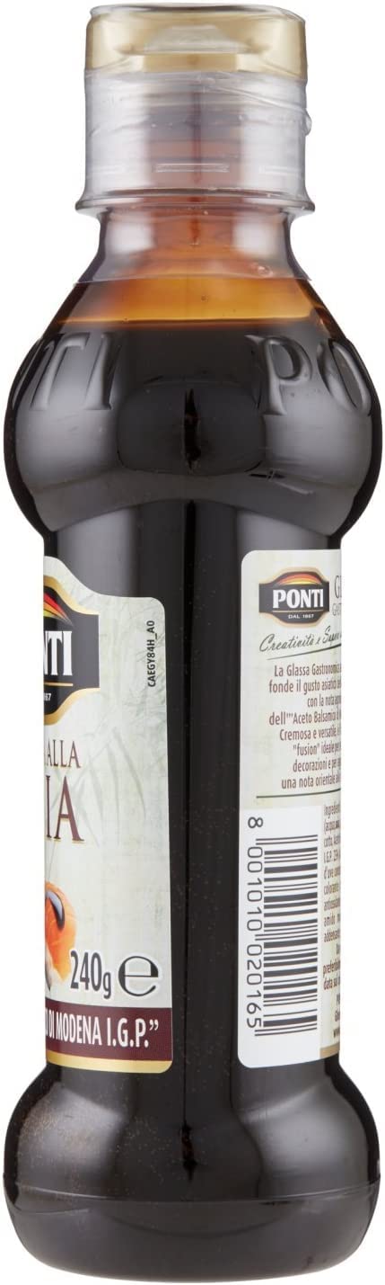 12x Ponti Glassa alla Soia Gastronomische Glasur Sauce Soja Würzsaucen 240g mit Balsamico-Essig von Modena IGP