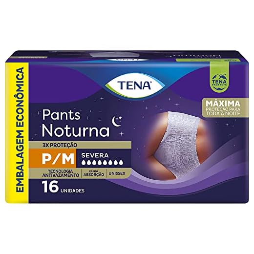 Tena Pants Noturna, Roupa Íntima para Incontinência Urinária, P/M - 16 unidades