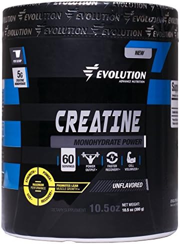 Evolution Advance Nutrition Creatine Monohydrate Powder. Aid Muscle Gramsowth and Strength Gains, No Artificial Ingredients Unflavored pure micronized creatine powder providing 5 Grams per serving. (300 Grams).