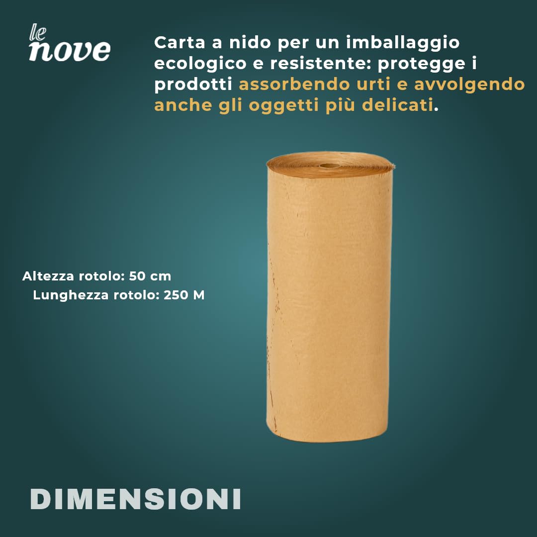 Carta a Nido d’Ape 50 cm × 250 m – 80 g – Imballaggio Protettivo Ecologico per Pacchi e Spedizioni – Alternativa al Pluriball